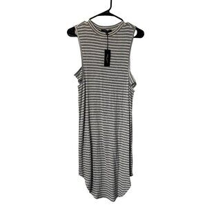 NWT Romeo & Juliet Couture gray and white summer sleeveless dress striped casual